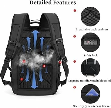 Vacuum Compression Backpack, 60L Expandable Vacpack, Waterproof Carry-On Anti Theft Airback, Black