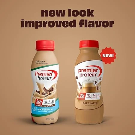 Premier Protein Shake, Café Latte, 30g Protein, No Added Sugar, 24 Vitamins & Minerals to Support Immune Health, 11.5 fl oz, 12 Pack (Packaging May Vary)